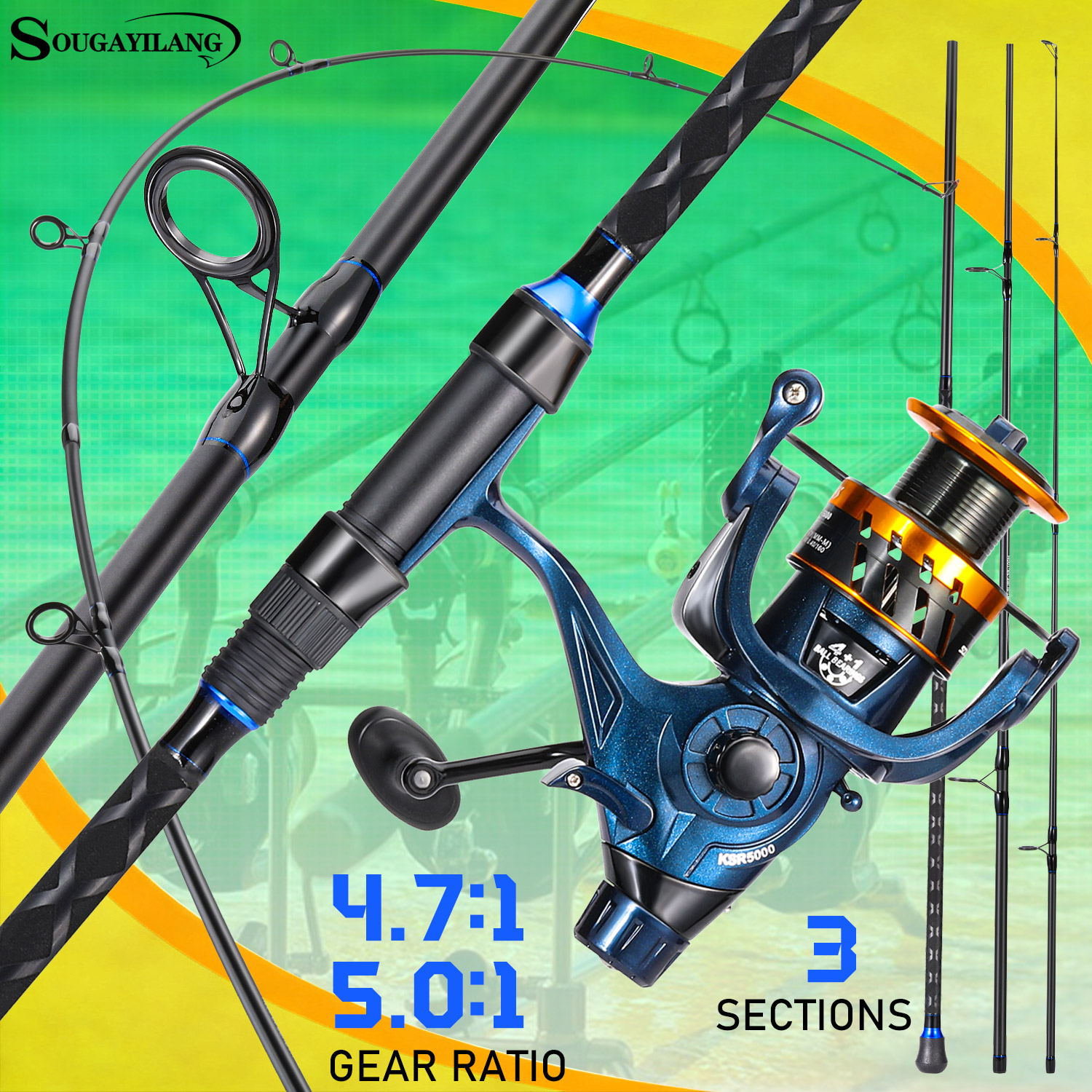 Surf Reel - Sougayilang 3 Bölümlü Surf Olta Kamışı