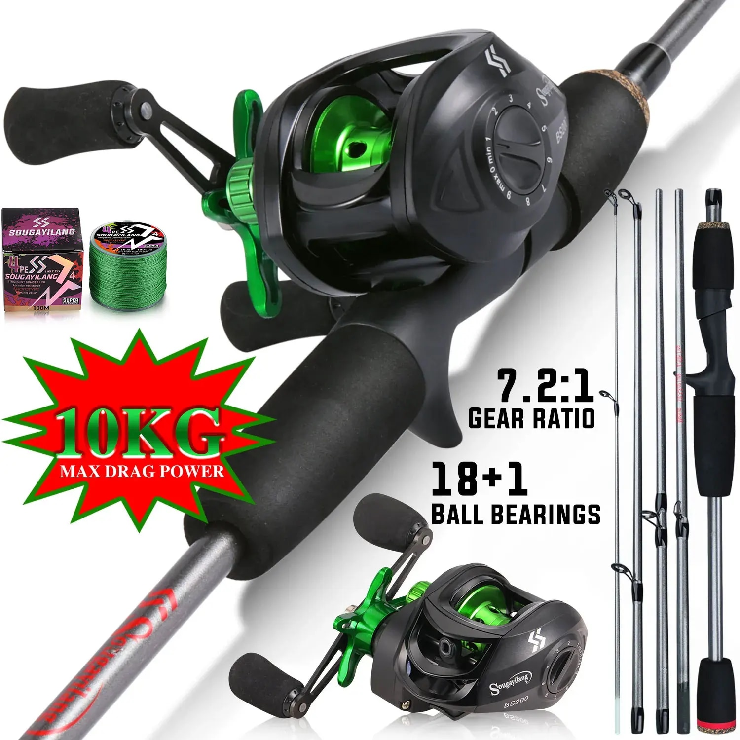 Spincast Reel - Sougayilang Olta Combo 1.7 m Karbon